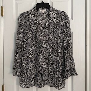 Black and White Patterned Blouse